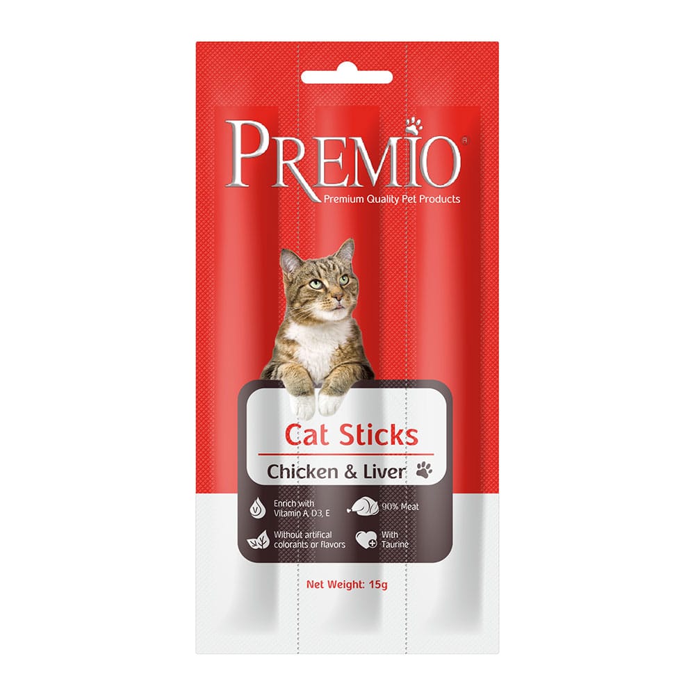 חטיף פרמיו 3 מקלות בשר בטעם עוף וכבד