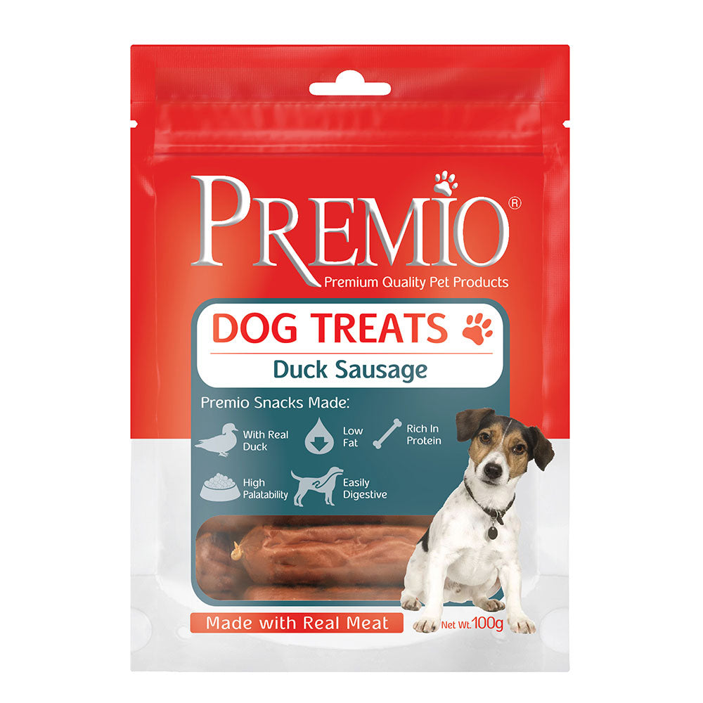 חטיף פרמיו לכלב נקניקיות ברווז 100 גרם