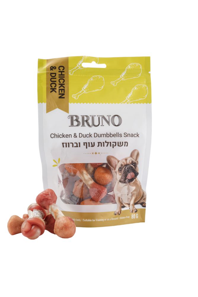 חטיף ברונו בטעם משקולות עוף וברווז