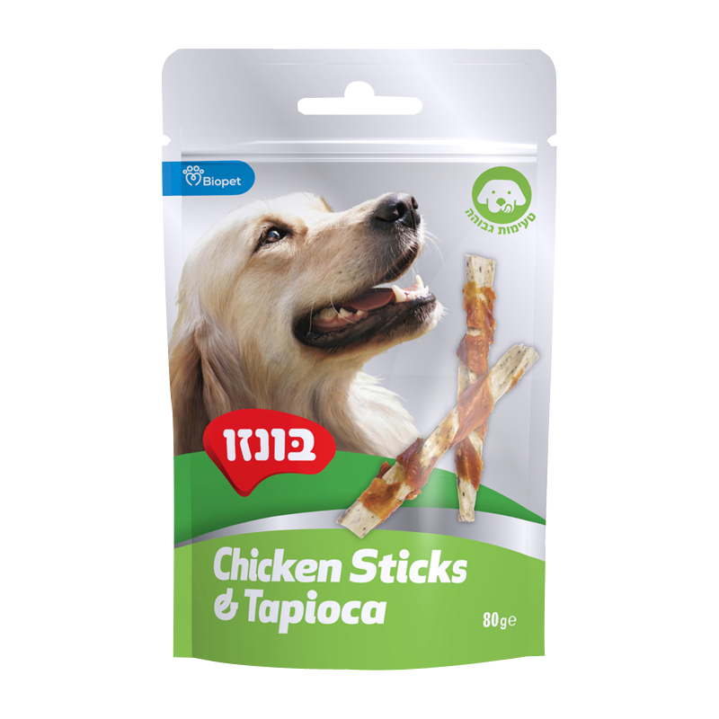 חטיף בונזו מקלות עוף וטפיוקה 80 גרם