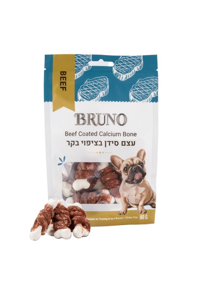 חטיף ברונו בטעם עצם סידן בציפוי בקר