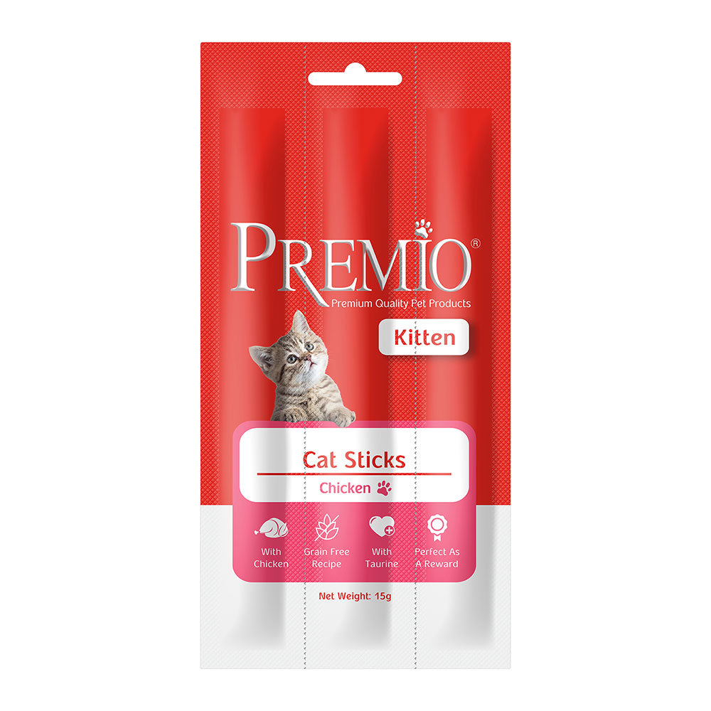 חטיף פרמיו 3 מקלות בשר בטעם עוף לגורים