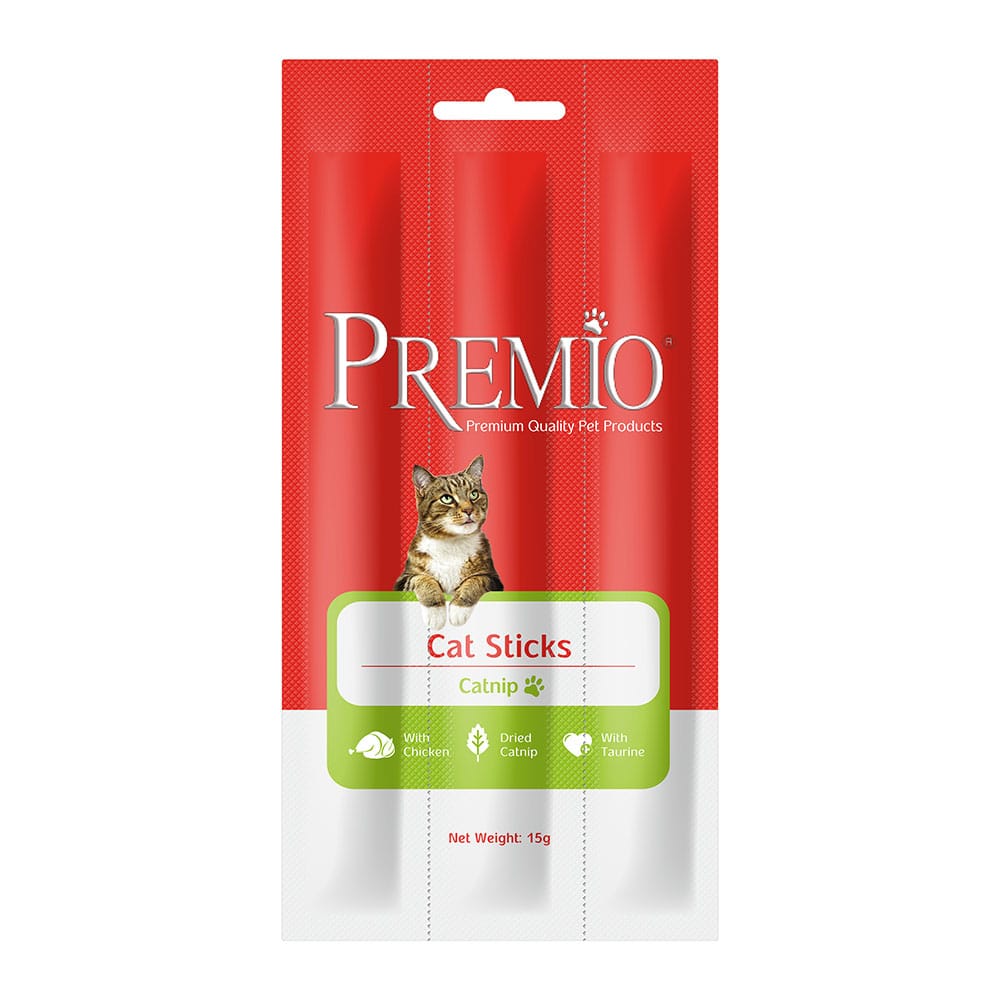 חטיף פרמיו 3 מקלות בשר בטעם קטניפ