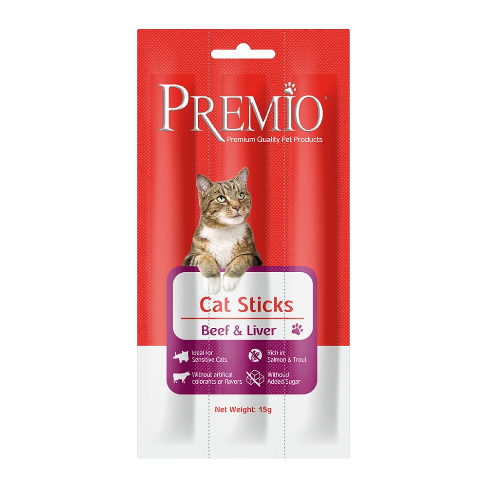 חטיף פרמיו 3 מקלות בשר בטעם בקר וכבד